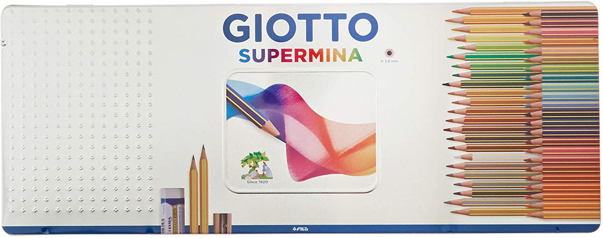 Giotto Supermina Pastelli Matite Colorate Scatola In Metallo Da 50pz