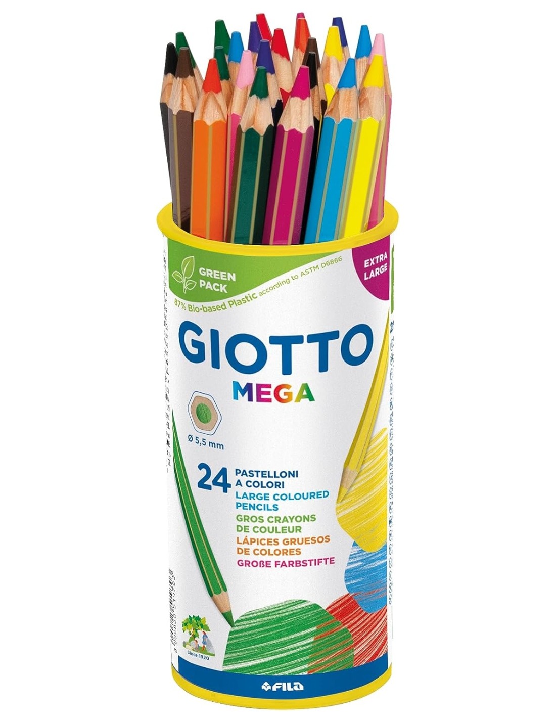 Mega Pastelloni Matite Colorate Giotto Barattolo Da 24pz