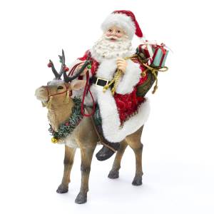 Addobbo Di Natale Babbo Natale Su Renna 29cm