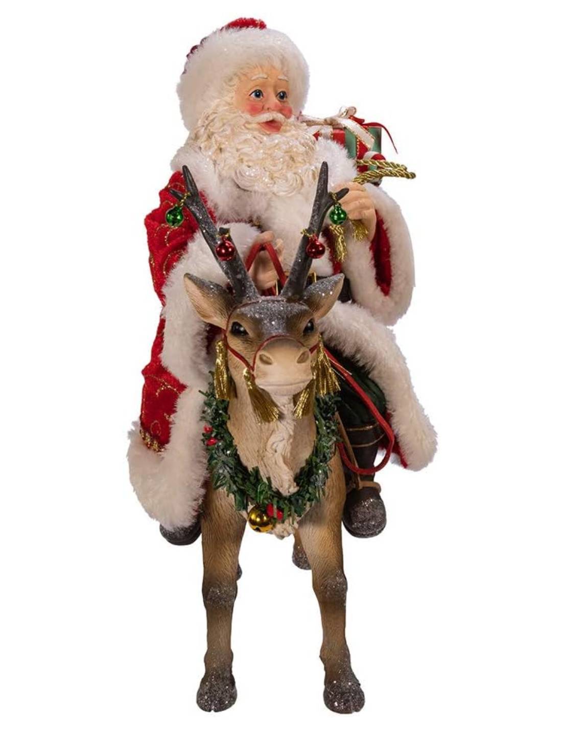 Addobbo Di Natale Babbo Natale Su Renna 29cm