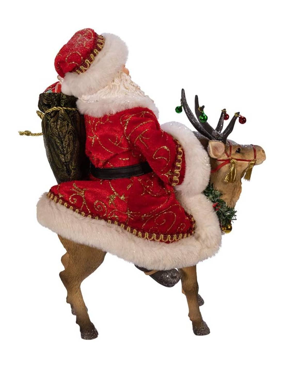 Addobbo Di Natale Babbo Natale Su Renna 29cm