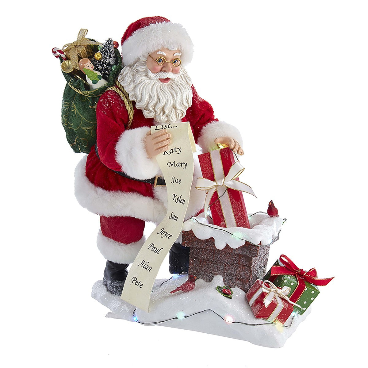 Addobbo Di Natale Babbo Natale Con Camino Lista Dei Desideri 26cm