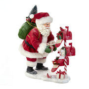 Addobbo Di Natale Statuina Di Babbo Natale Con Casella Della Posta 25cm