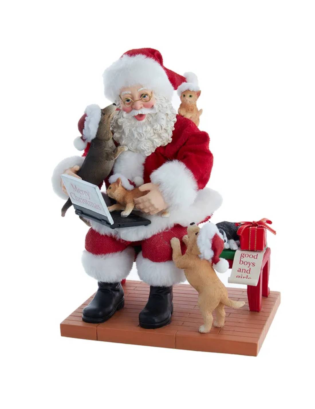 Addobbo Di Natale Babbo Natale Con Animali 23cm