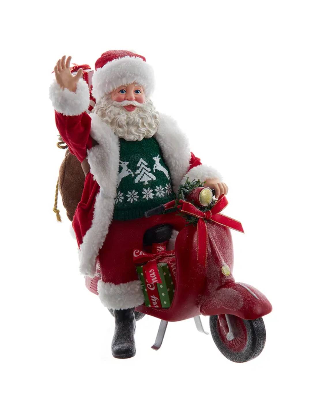 Addobbo Di Natale Babbo Natale Su Scooter 25,4cm