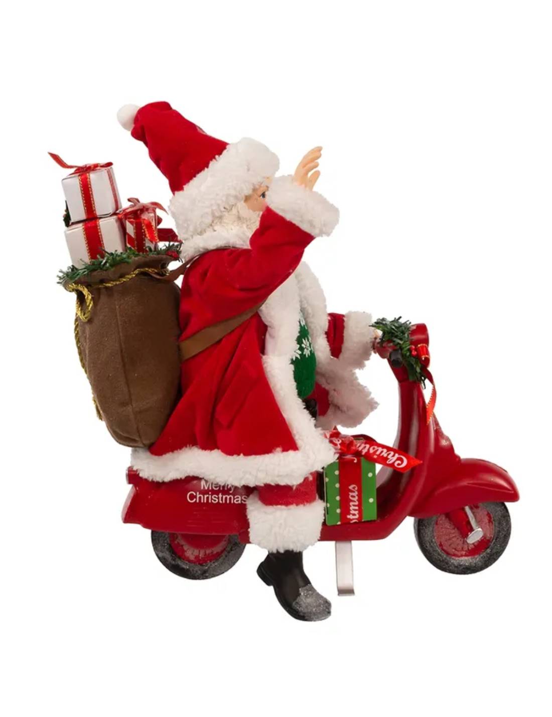 Addobbo Di Natale Babbo Natale Su Scooter 25,4cm