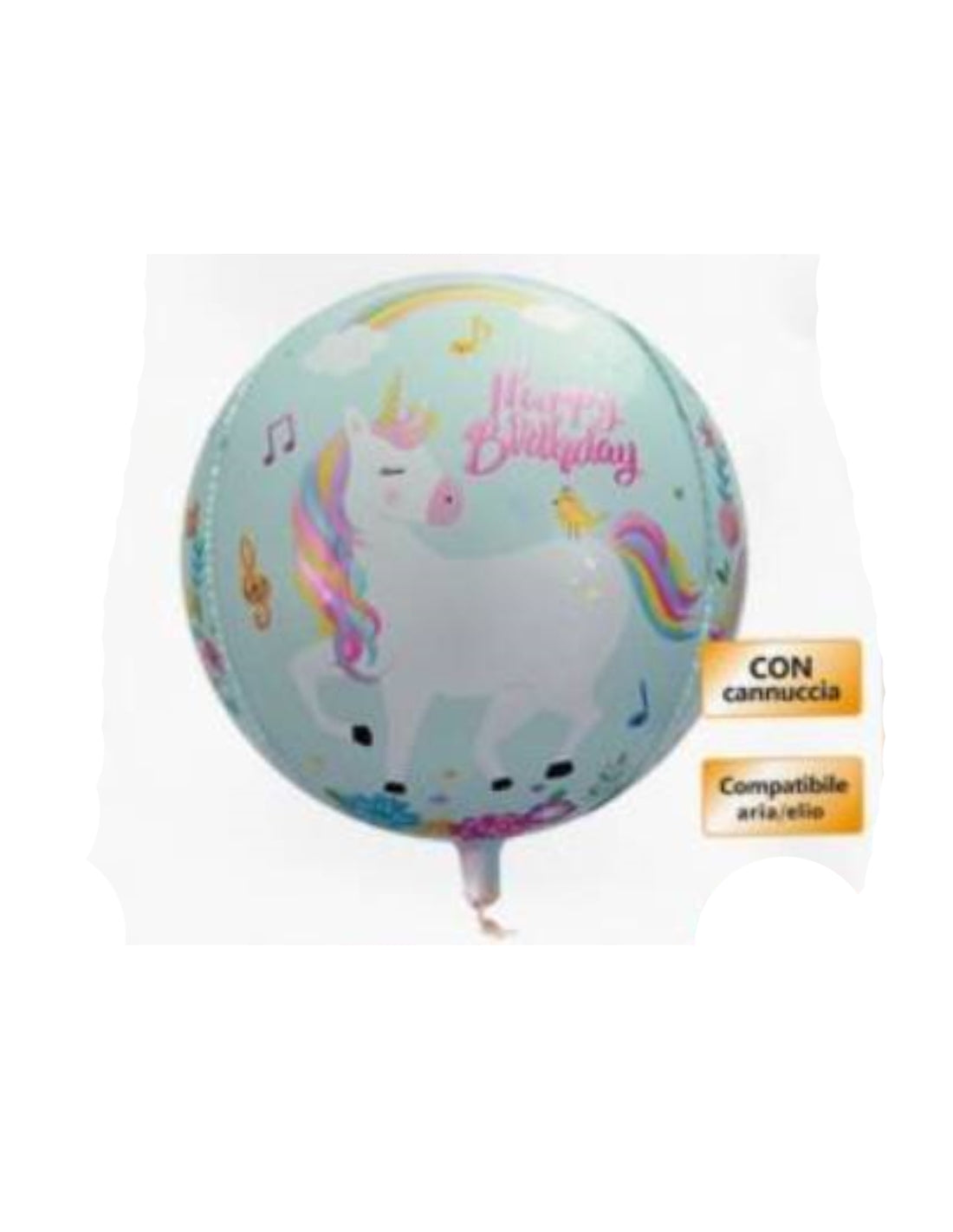 Palloncino Mylar Happy Birthday Unicorno 55cm