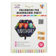 Palloncino Mylar Esagono Happy Birthday 55cm