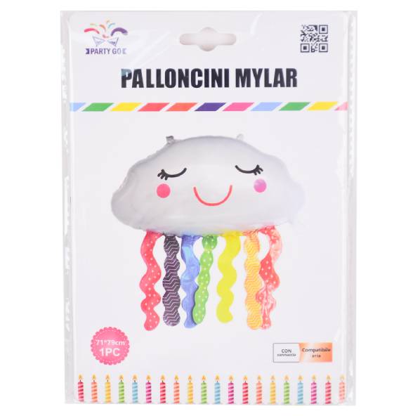 Palloncino Mylar Nuvola Arcobaleno 79cm
