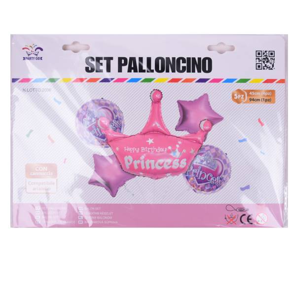 Set Palloncini Stella Corona Princess Rosa 5pz