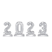 Palloncini Foil Metallici In Piedi Numeri ''2023'' In Colore Argento,