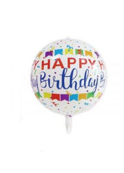 Palloncino Metalfoil Happy Birthday Festone Bianco 18" 46cm