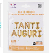 Set Palloncini Mylar Tanti Auguri Oro