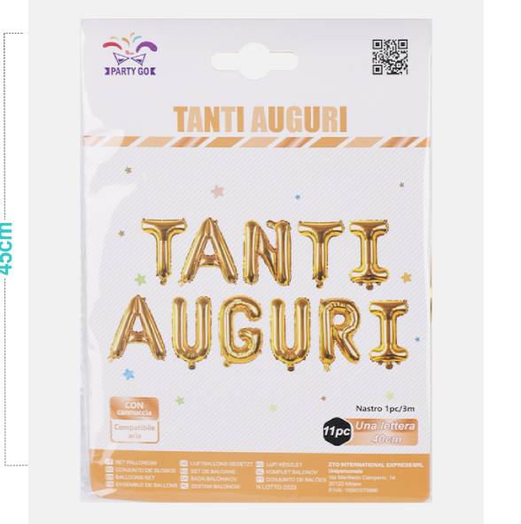 Set Palloncini Mylar Tanti Auguri Oro
