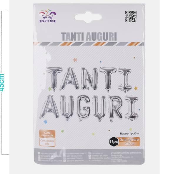 Set Palloncini Mylar Tanti Auguri Argento