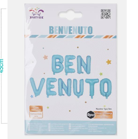 Set Palloncino Mylar Benvenuto Blu 4