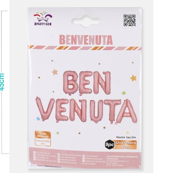 Set Palloncino Mylar Benvenuto Rosa