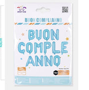 Set Palloncini Mylar Buon Compleanno Azzurro