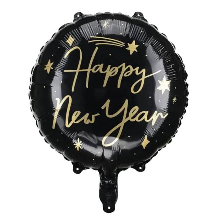 Palloncino Foil Nero Happy New Year 45cm