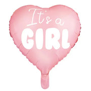 Palloncino Metalfoil Rosa Cuore Baby Shower It's A Girl 18" 46cm