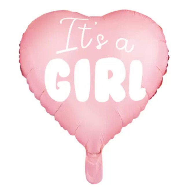 Palloncino Metalfoil Rosa Cuore Baby Shower It's A Girl 18" 46cm