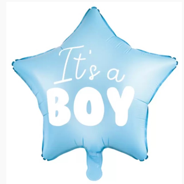 Palloncino Metalfoil Azzurro Stella Baby Shower It's A Boy 18" 46cm