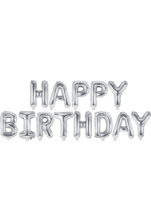 Set Lettere Gonfiabili Happy Birthday Argento
