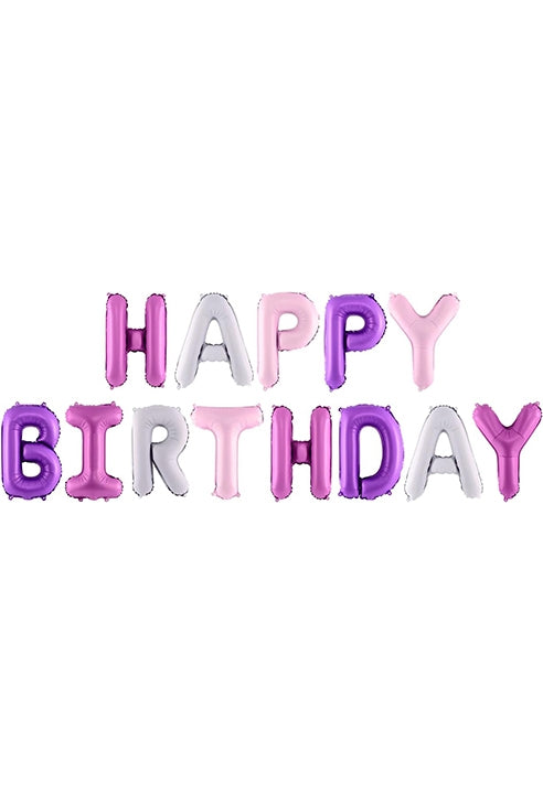 Set Palloncini Scritta Happy Birthday In Mylar Multicolor