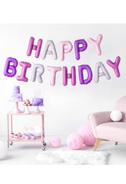 Set Palloncini Scritta Happy Birthday In Mylar Multicolor