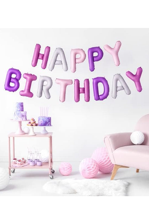 Set Palloncini Scritta Happy Birthday In Mylar Multicolor