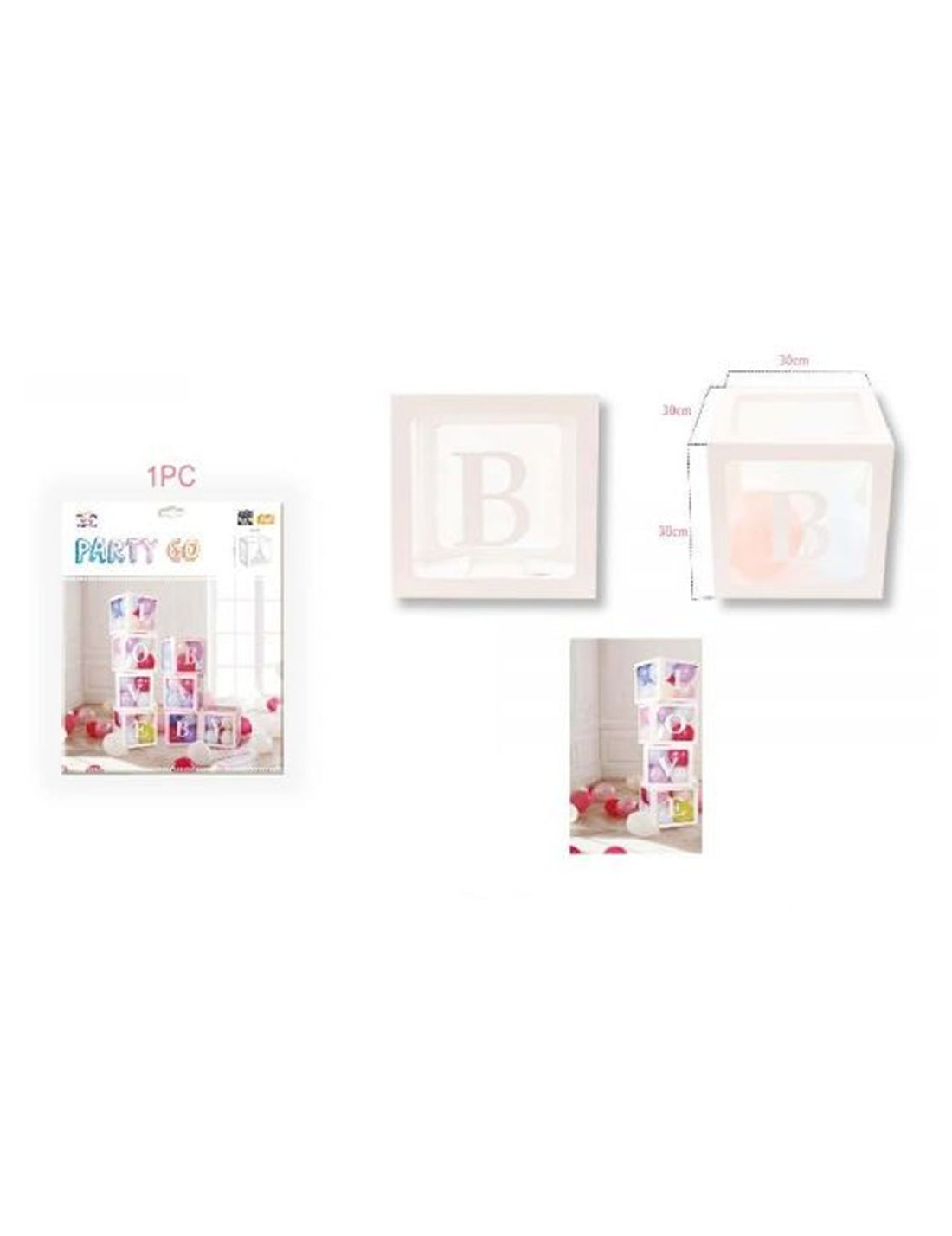 Set 4 Scatole Per Palloncini Scritta Bab