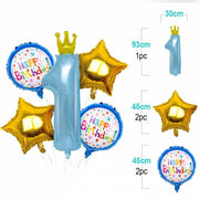 Set Di Palloncini Mylar Corona Happy Birthday Primo Compleanno