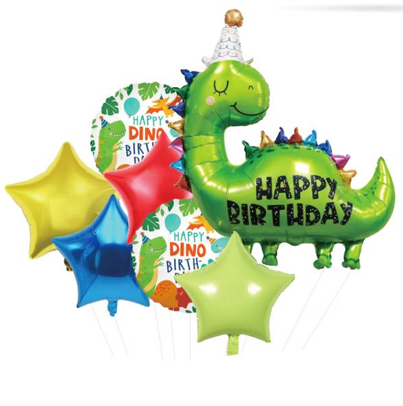 Set Di Palloncini Mylar A Forma Di Dinosauro 7pz