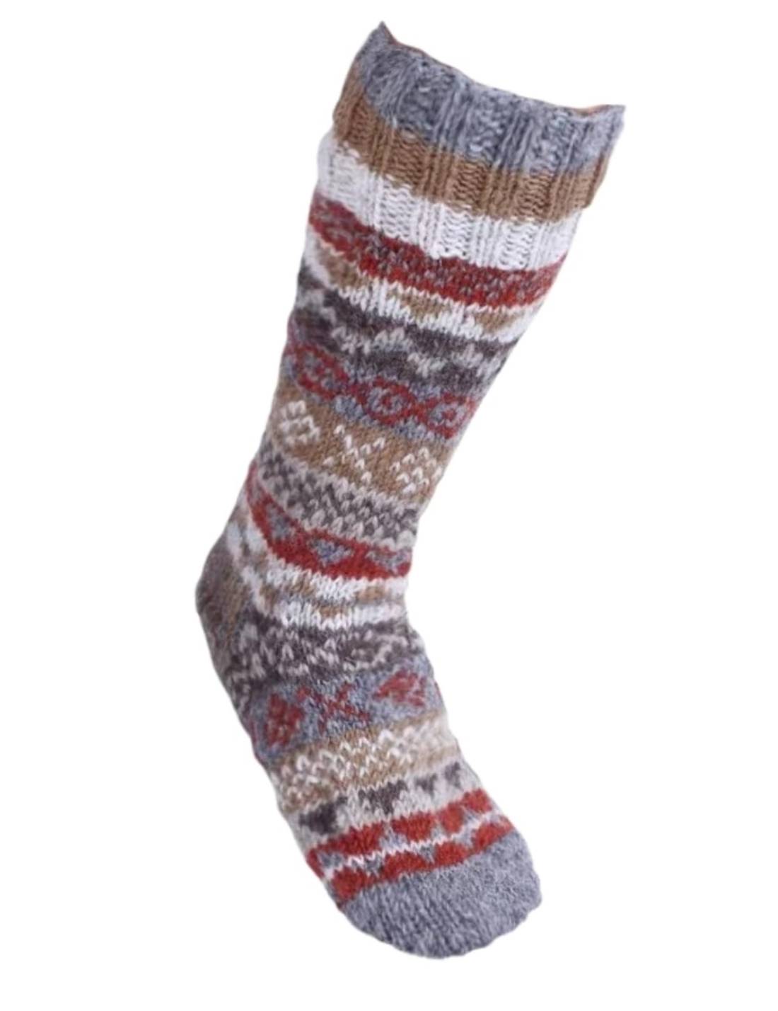 Calza Epifania In Lana Grigia Fairisle