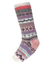 Calza Epifania In Lana Rosa Fairisle