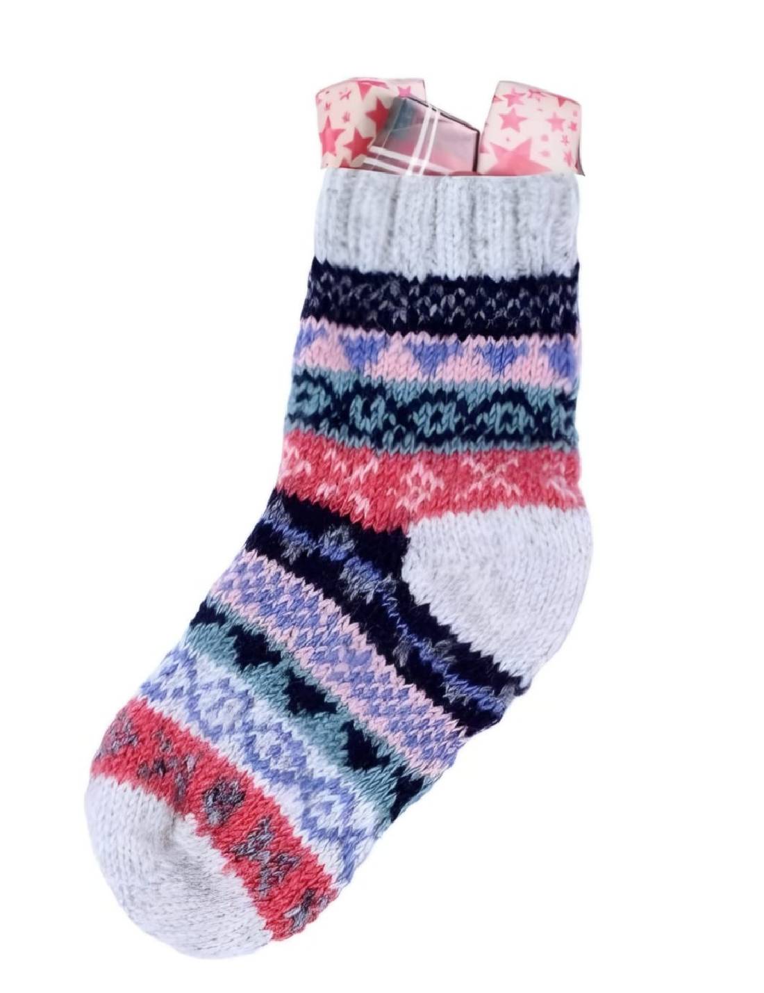 Calza Epifania In Lana Con Toni Rosati Fairisle