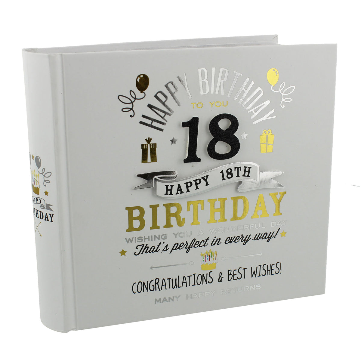 Album Fotografico Signography Bianco In Scatola Nero E Oro 18° Compleanno