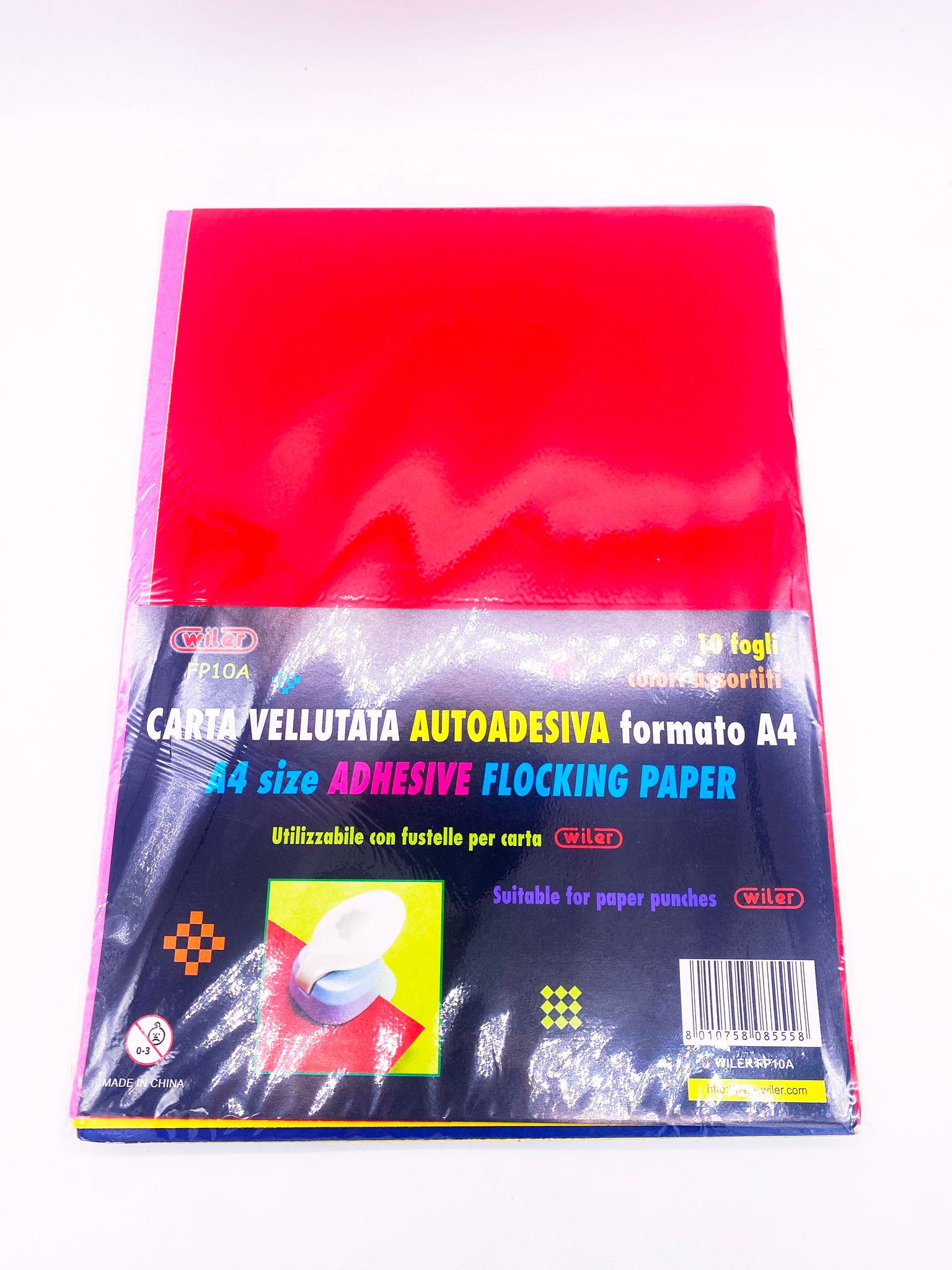 Carta Vellutata Autoadesiva A4 10 Fogli Colori Assortiti