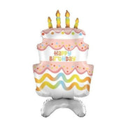 Palloncino Metalfoil Happy Birthday Torta Compleanno Rosa Sagomata 38" 97cm