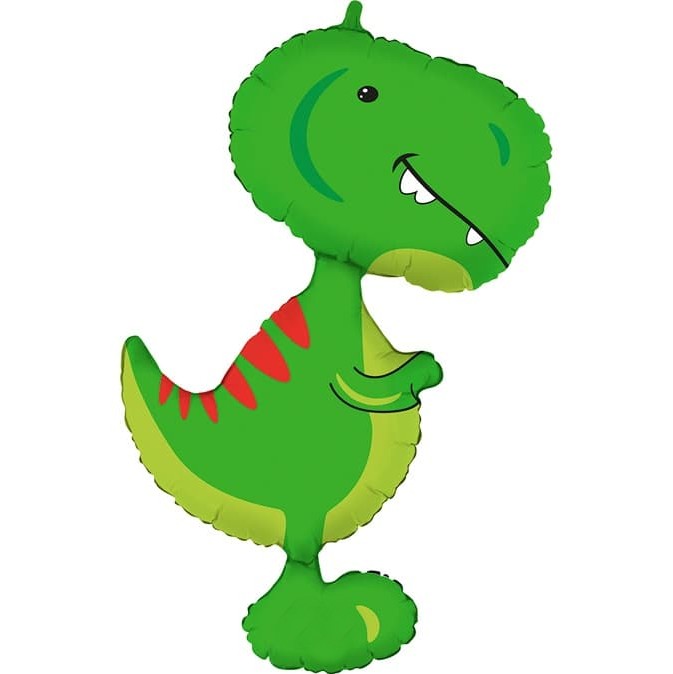 Palloncino Metalfoil Dinosauro T-Rex Verde Sagomato 38" 97cm