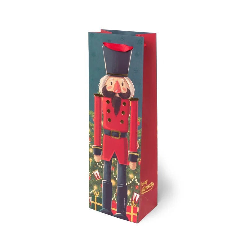 Busta Sacchetto Natale Schiaccianoci Per Bottiglie 12x36x8,5cm