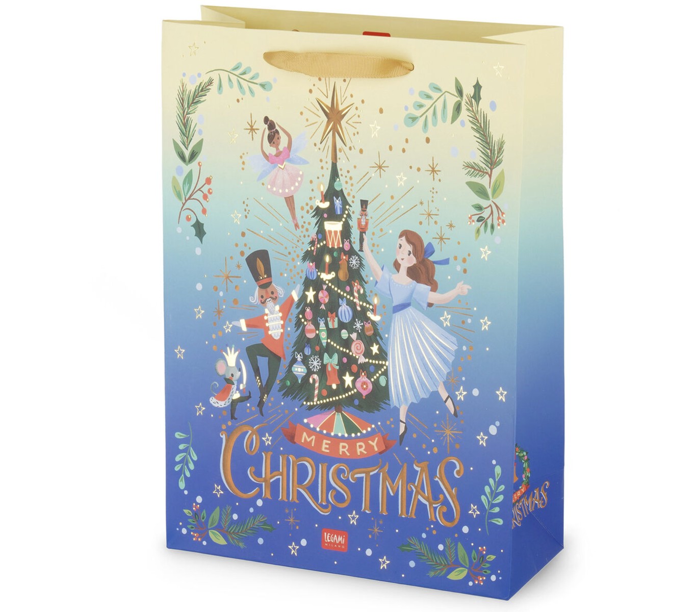Busta Sacchetto Regalo Albero Di Natale Personaggi Legami XL 31x43x11,5cm