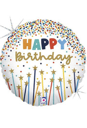 Palloncino Mylar Happy Birthday Star Candles 18" 45cm