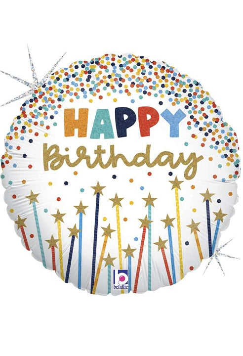 Palloncino Mylar Happy Birthday Star Candles 18" 45cm