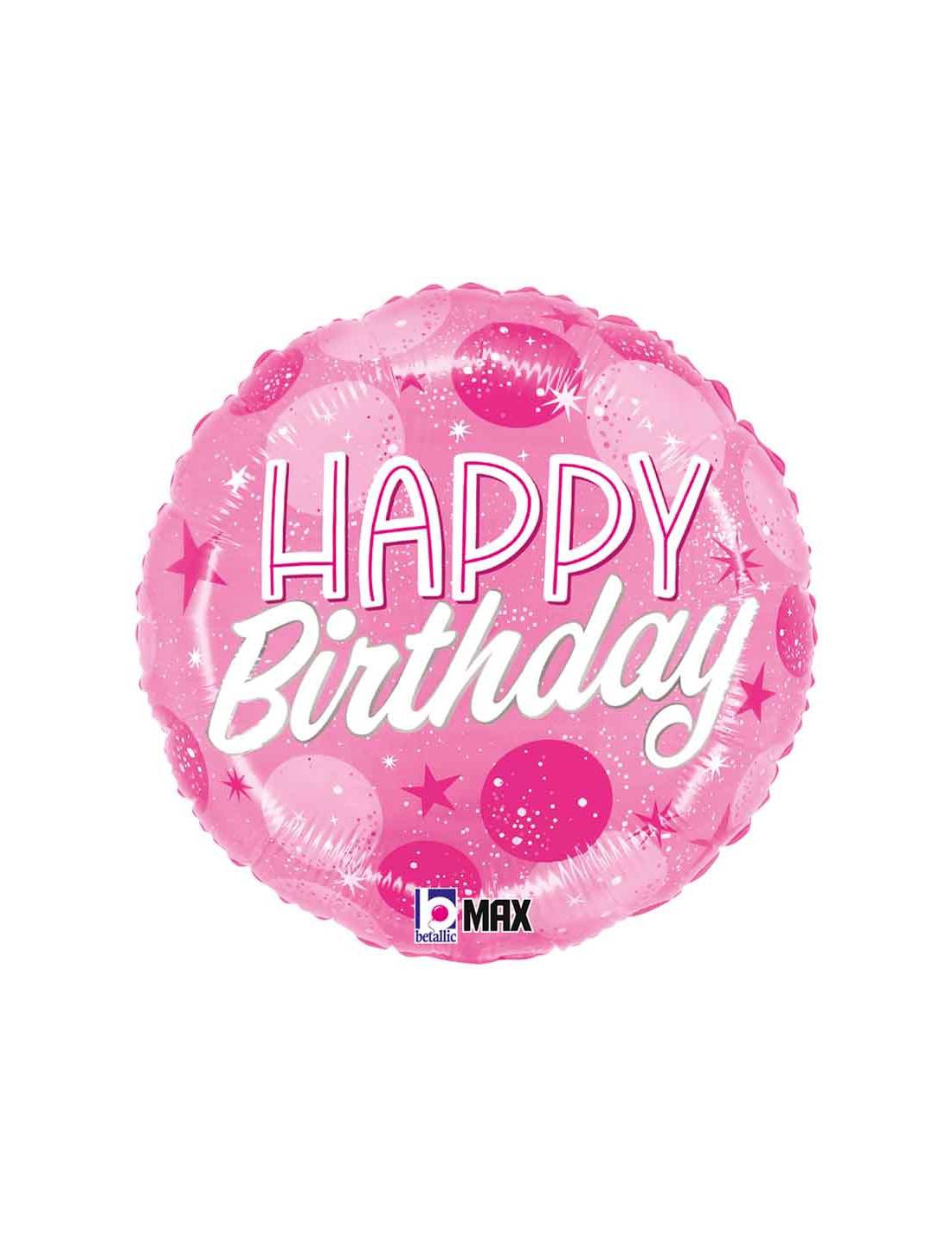 Palloncino In Mylar Happy Birthday Confetti Rosa 18" 45cm