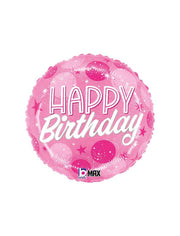 Palloncino In Mylar Happy Birthday Confetti Rosa 18" 45cm