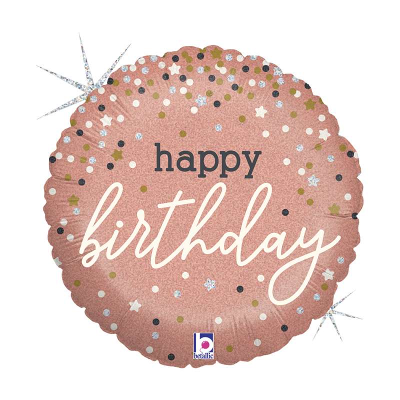 Palloncino Mylar Happy Birthday Rose Gold 18" 45cm