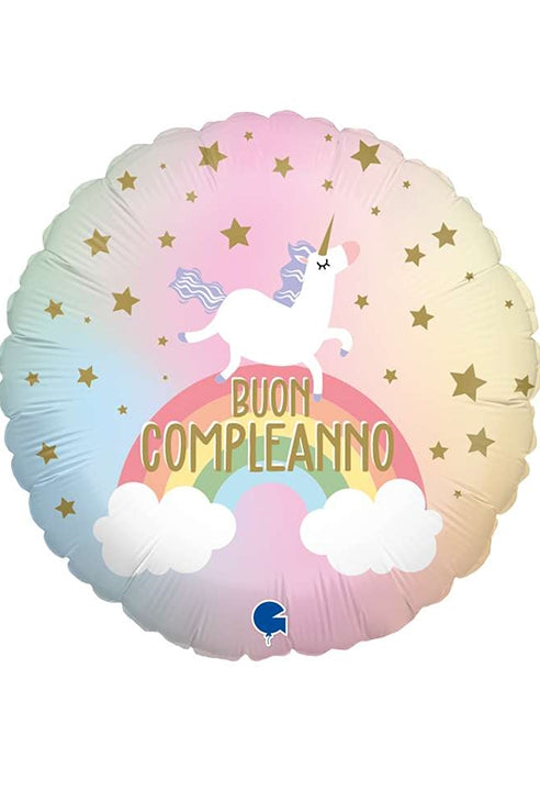 Palloncino Buon Compleanno Unicorno 18" 45cm