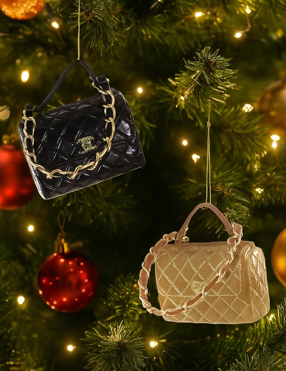 Addobbo Albero Di Natale In Vetro Borsa Di Lusso 9cm