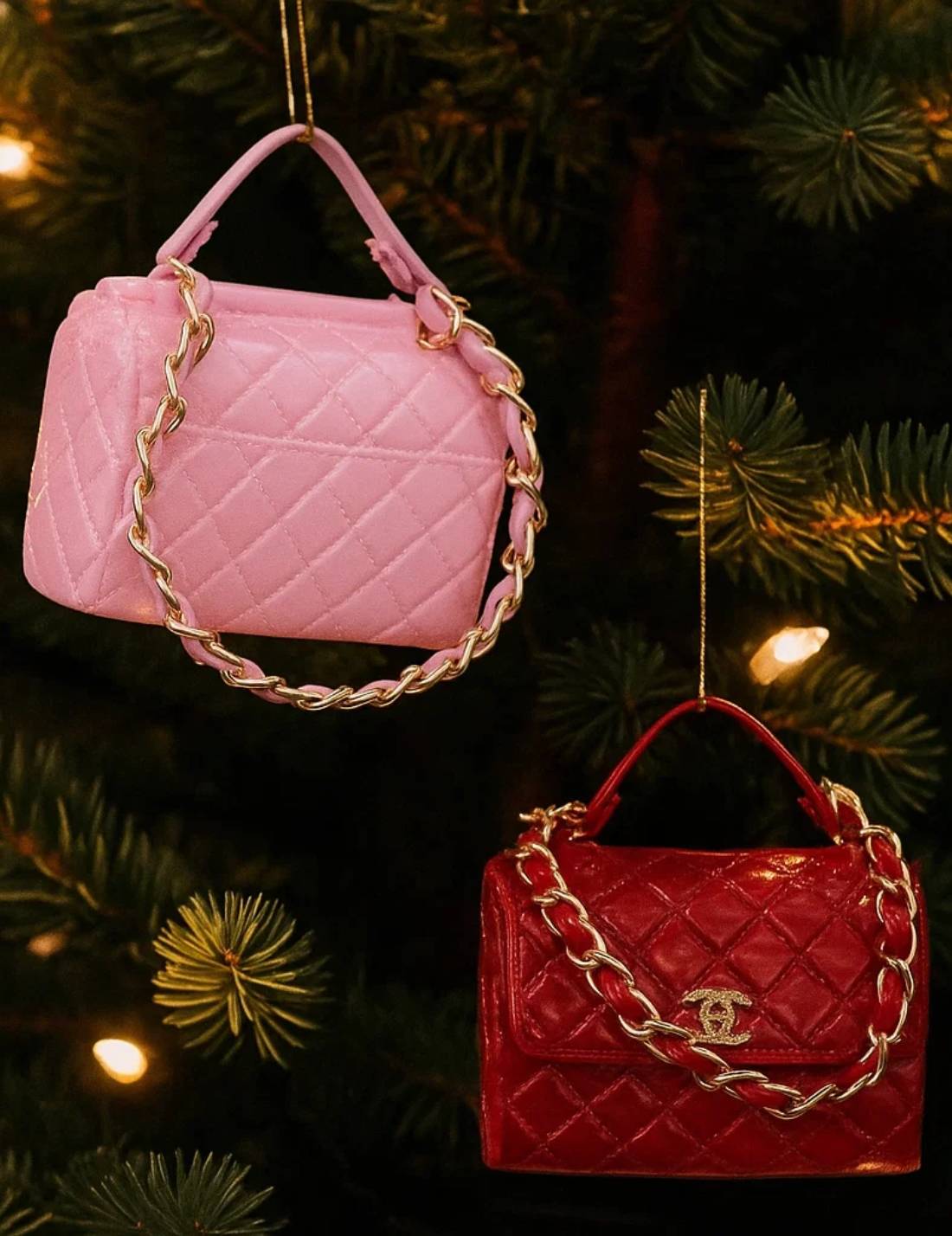 Addobbo Albero Di Natale In Vetro Borsa Di Lusso 9cm